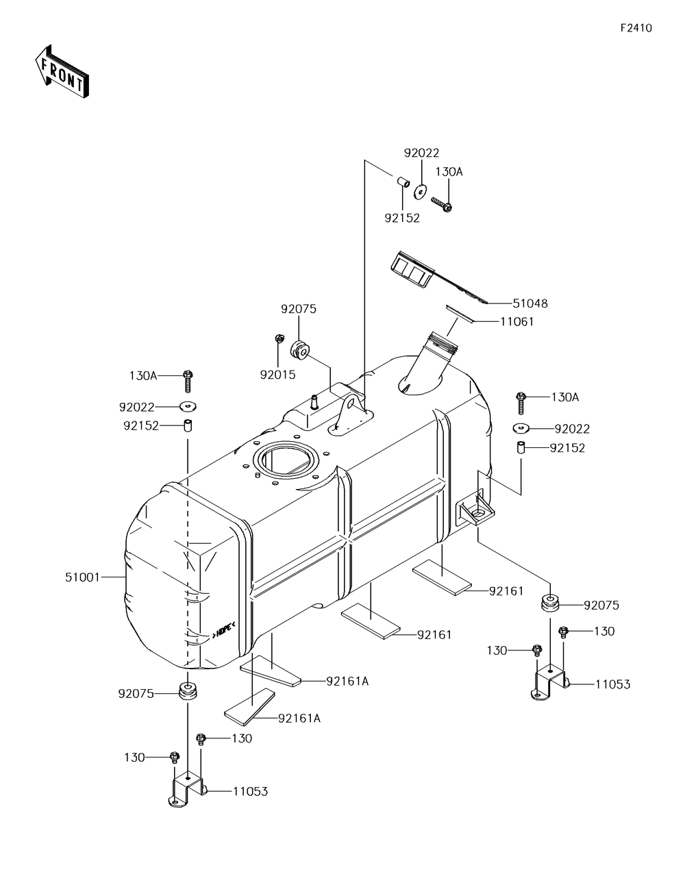 Fuel Tank Diagram and Parts List for KAF620VGF 2016 Kawasaki Lawn Tractor Accessories