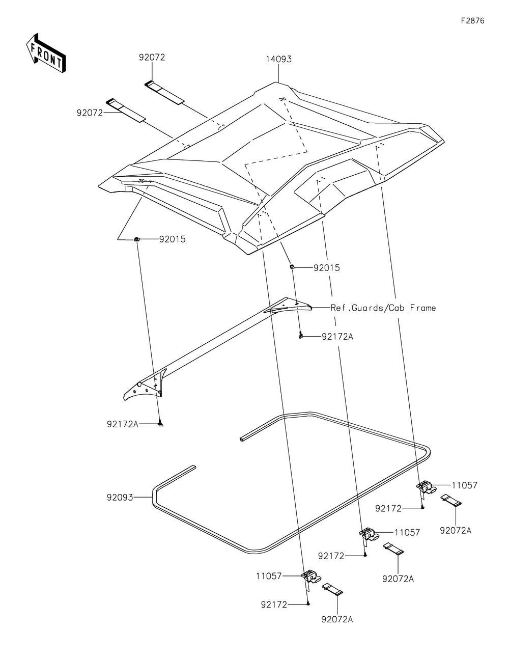 Sun Top Diagram and Parts List for KRF1000BMFNL 2021 Kawasaki Lawn Tractor Accessories