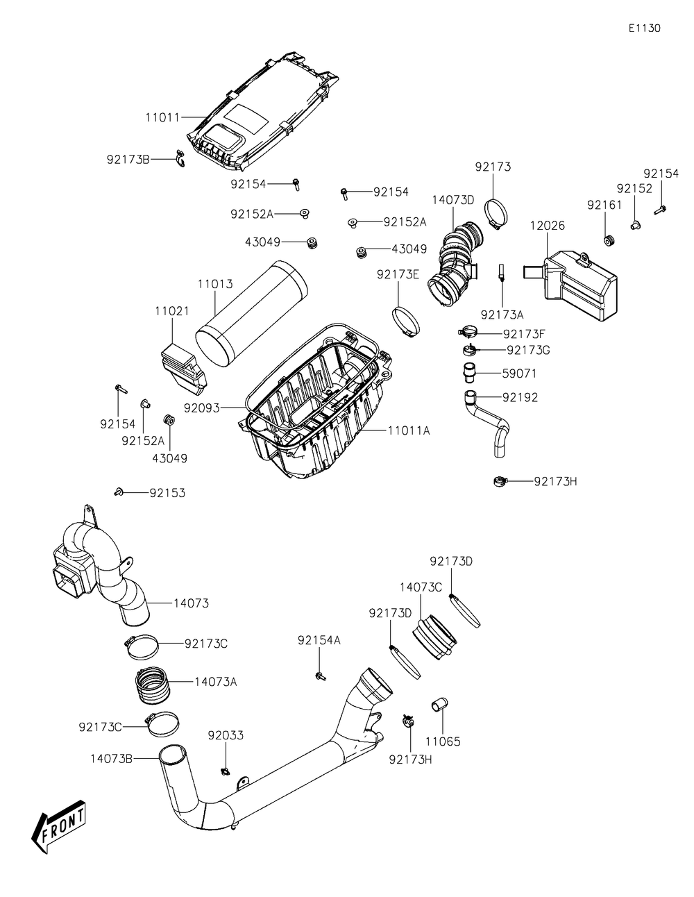 Air Cleaner Diagram and Parts List for KAF700CMFNN 2021 Kawasaki Lawn Tractor Accessories