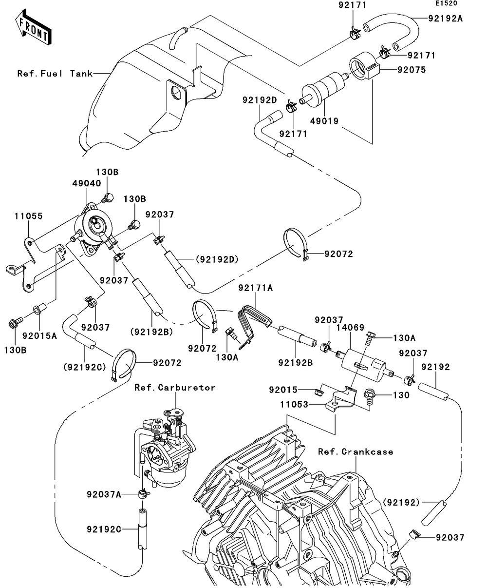 Fuel Pump Diagram and Parts List for KAF400BEF 2014 Kawasaki Lawn Tractor Accessories