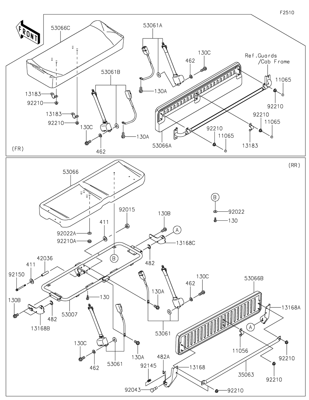 Seat Diagram and Parts List for KAF620RMFNN 2021 Kawasaki Lawn Tractor Accessories