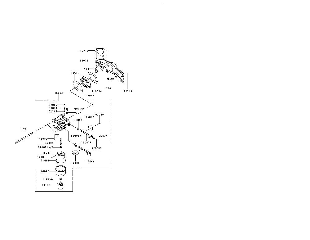 Carburetor Diagram and Parts List for FR691V-AS08  Kawasaki Engine