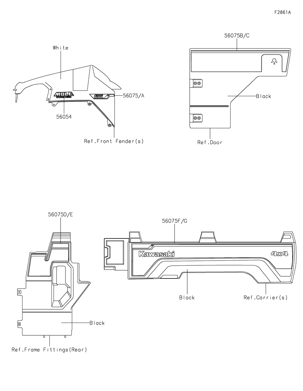 Decals(Blue)(Fjf) Diagram and Parts List for KAF820FJF 2018 Kawasaki Lawn Tractor Accessories