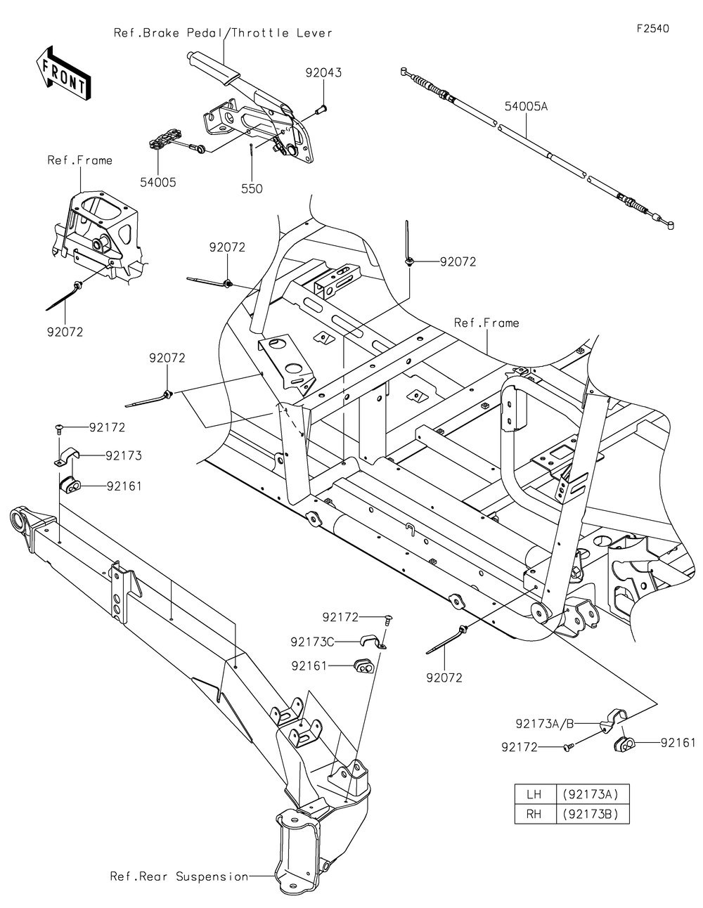 Cables Diagram and Parts List for KRT1000BPFNL 2023 Kawasaki Lawn Tractor Accessories