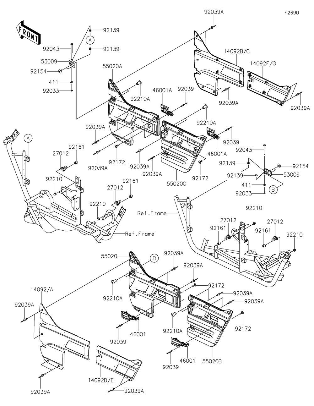 Door Diagram and Parts List for KRT800FPFNN 2023 Kawasaki Lawn Tractor Accessories