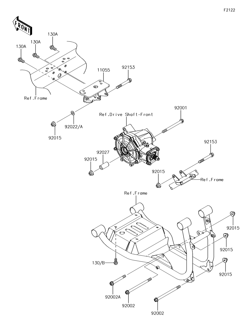 Engine Mount Diagram and Parts List for KAF620SGF 2016 Kawasaki Lawn Tractor Accessories