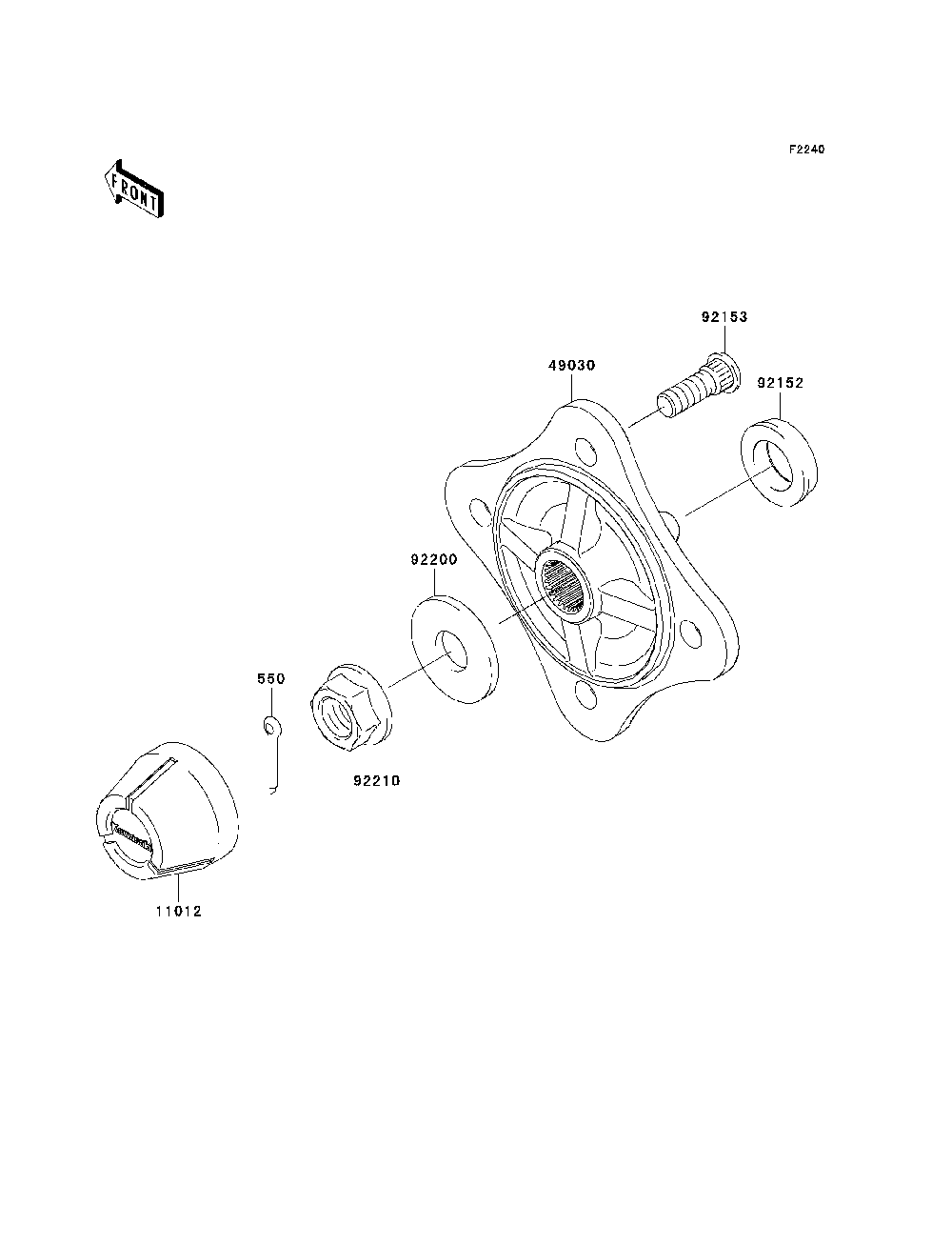 Rear Hubs/Brakes Diagram and Parts List for KRF750TAF 2010 Kawasaki Lawn Tractor Accessories