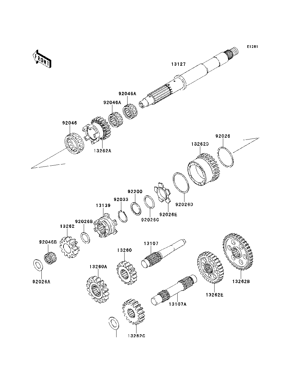 Transmission Diagram and Parts List for KRF750SCSA 2012 Kawasaki Lawn Tractor Accessories