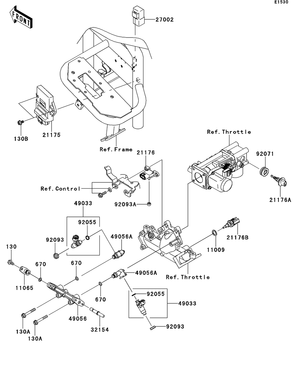 Fuel Injection Diagram and Parts List for KAF620RDFA 2013 Kawasaki Lawn Tractor Accessories