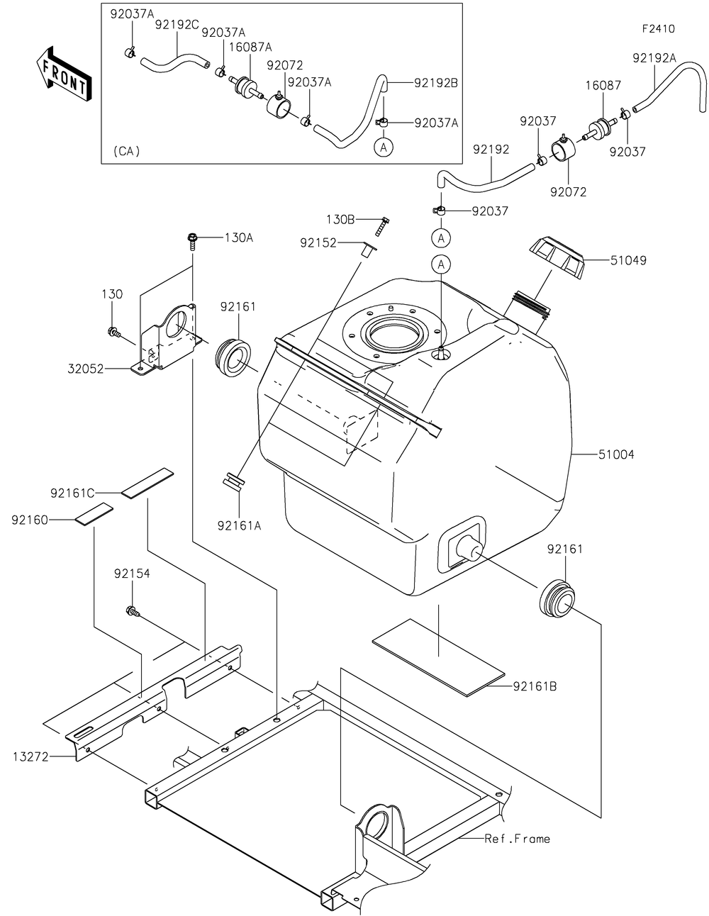 Fuel Tank Diagram and Parts List for KAF820BJF 2018 Kawasaki Lawn Tractor Accessories