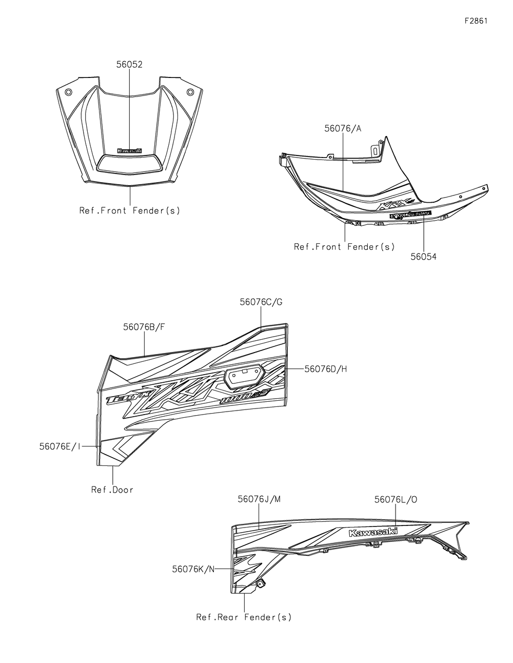 Decals(Dpfnn/Dpfnl) Diagram and Parts List for KRF1000DPFNL 2023 Kawasaki Lawn Tractor Accessories