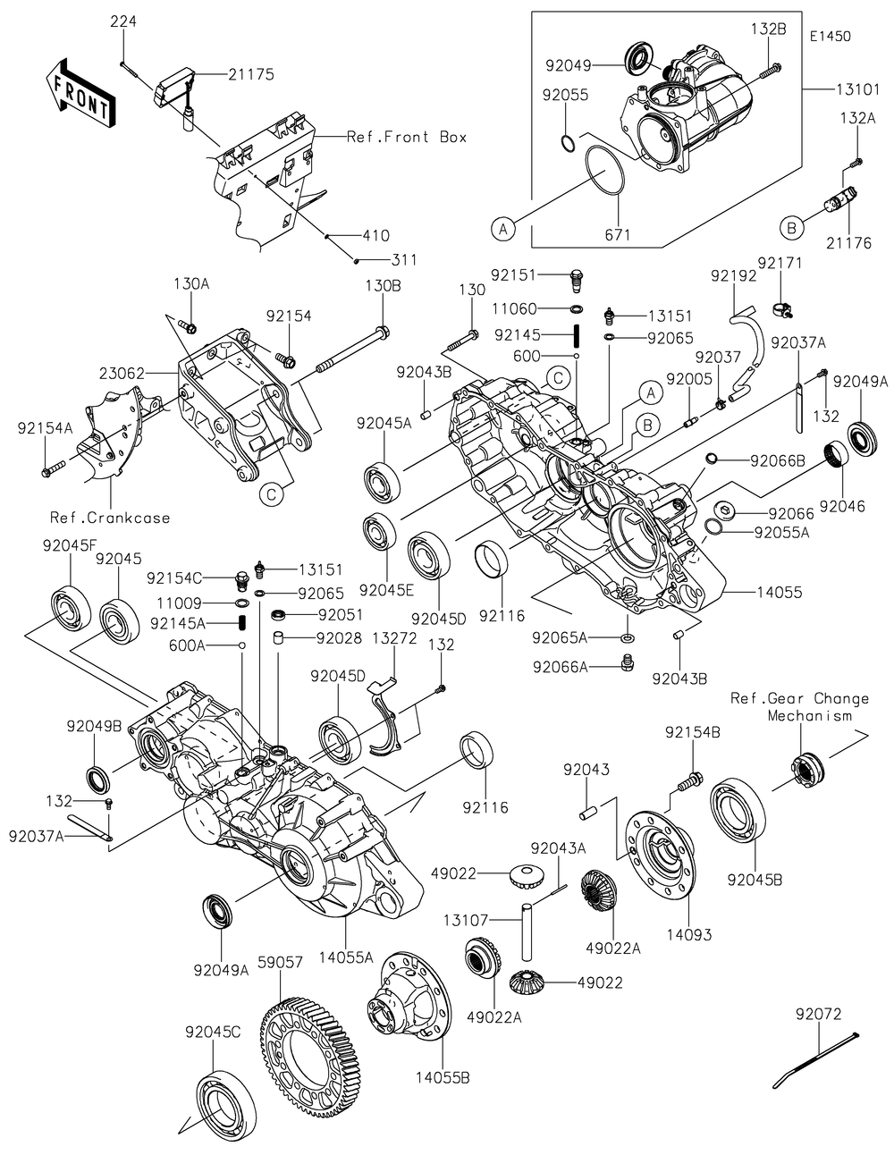 Gear Box Diagram and Parts List for KAF820BMFNL 2021 Kawasaki Lawn Tractor Accessories
