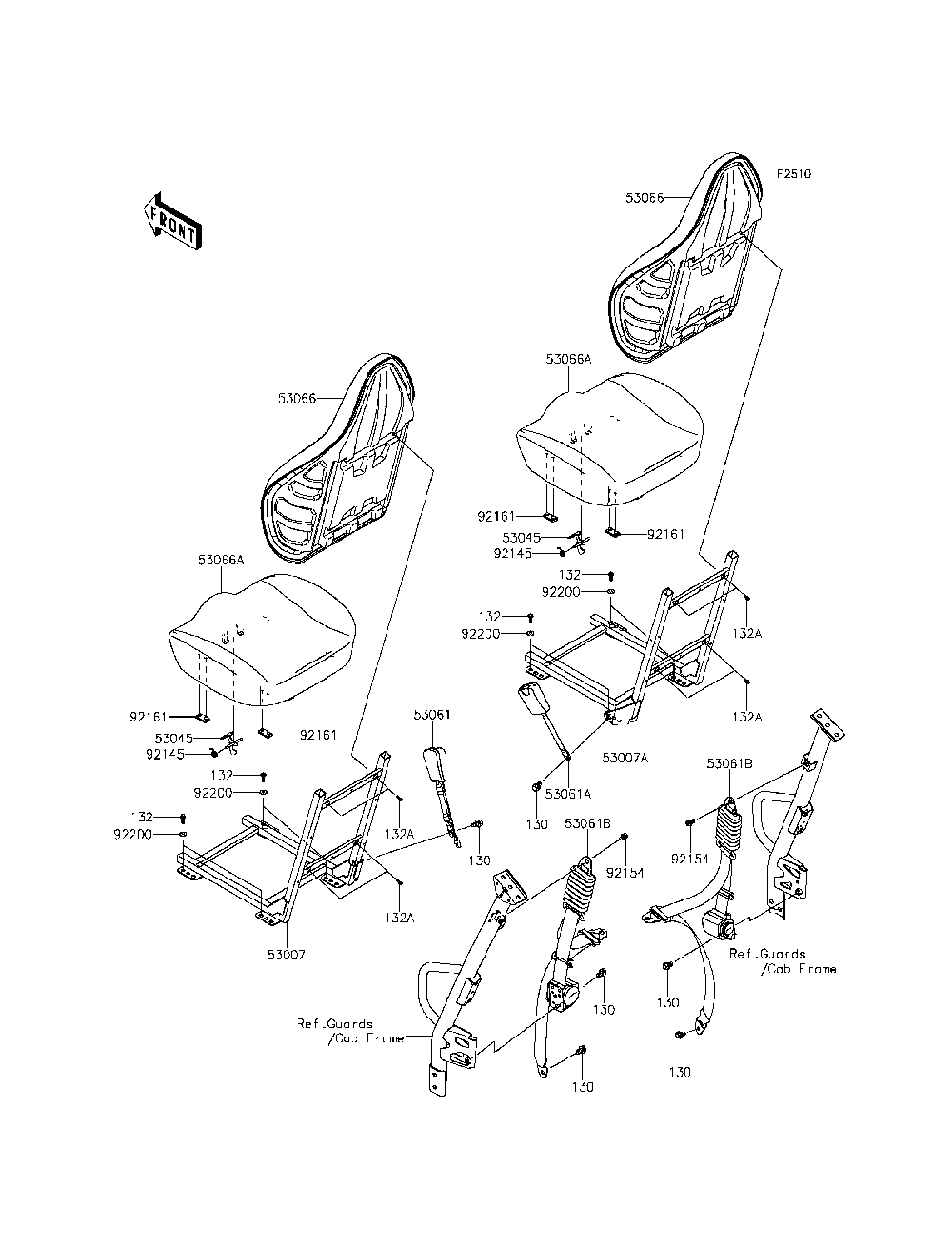 Seat Diagram and Parts List for KRF800DFF 2015 Kawasaki Lawn Tractor Accessories