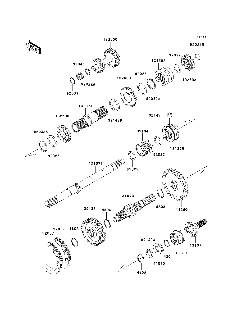 Transmission Diagram and Parts List for KAF950C7F 2007 & Prior Kawasaki Lawn Tractor Accessories