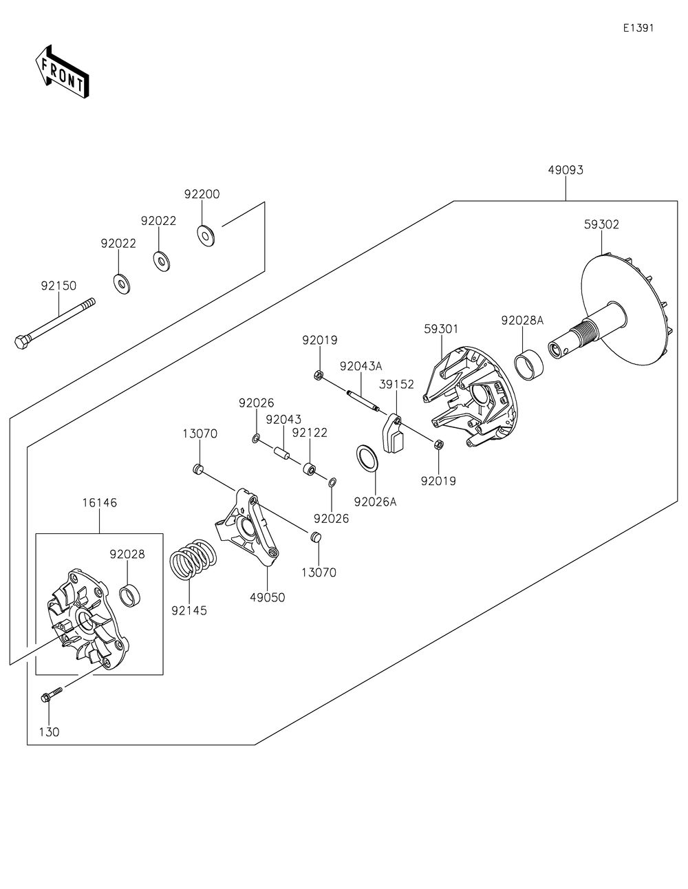 Drive Converter Diagram and Parts List for KAF620SMFNN 2021 Kawasaki Lawn Tractor Accessories