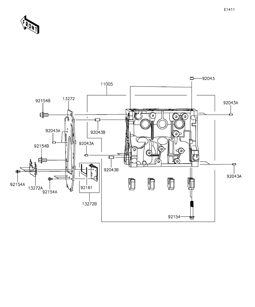 Crankcase Diagram and Parts List for KAF820BGF 2016 Kawasaki Lawn Tractor Accessories