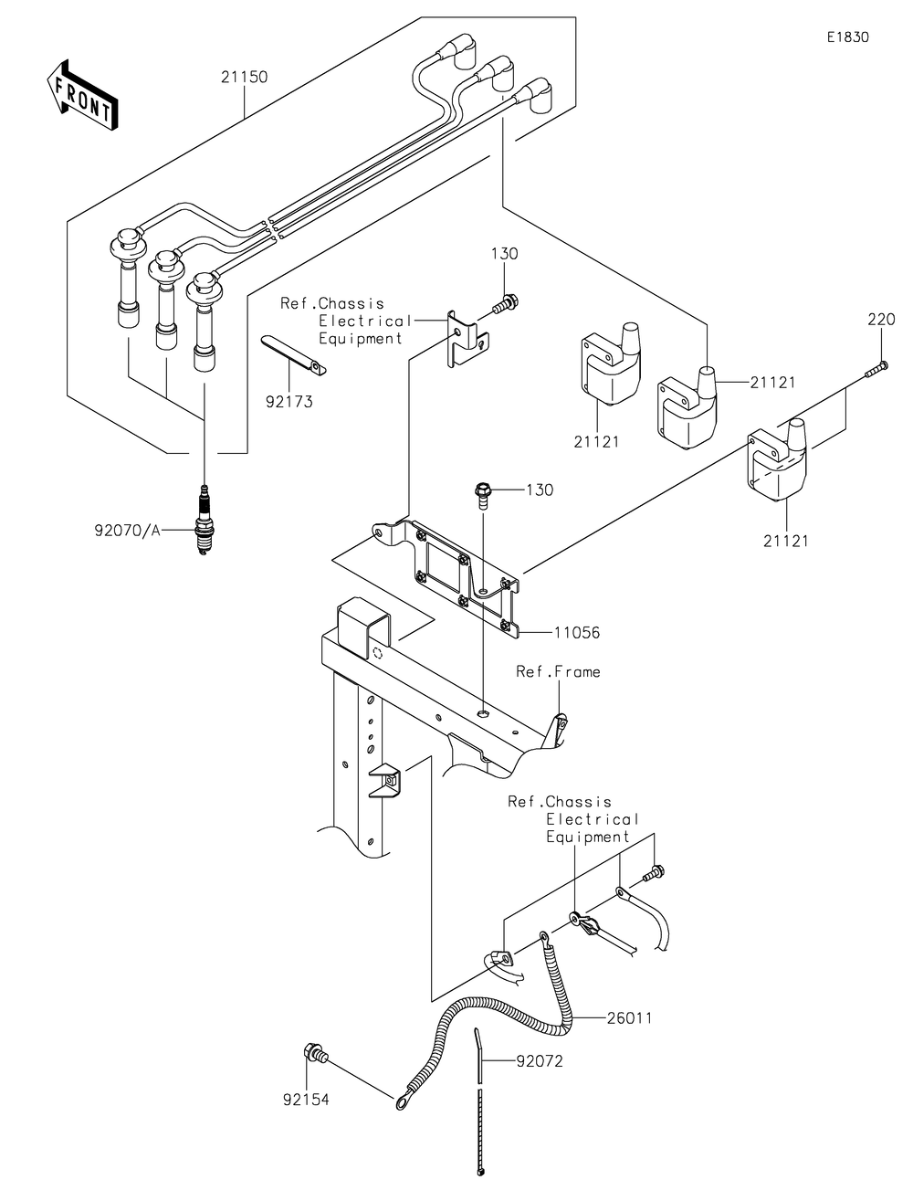 Ignition System Diagram and Parts List for KAF820BJF 2018 Kawasaki Lawn Tractor Accessories
