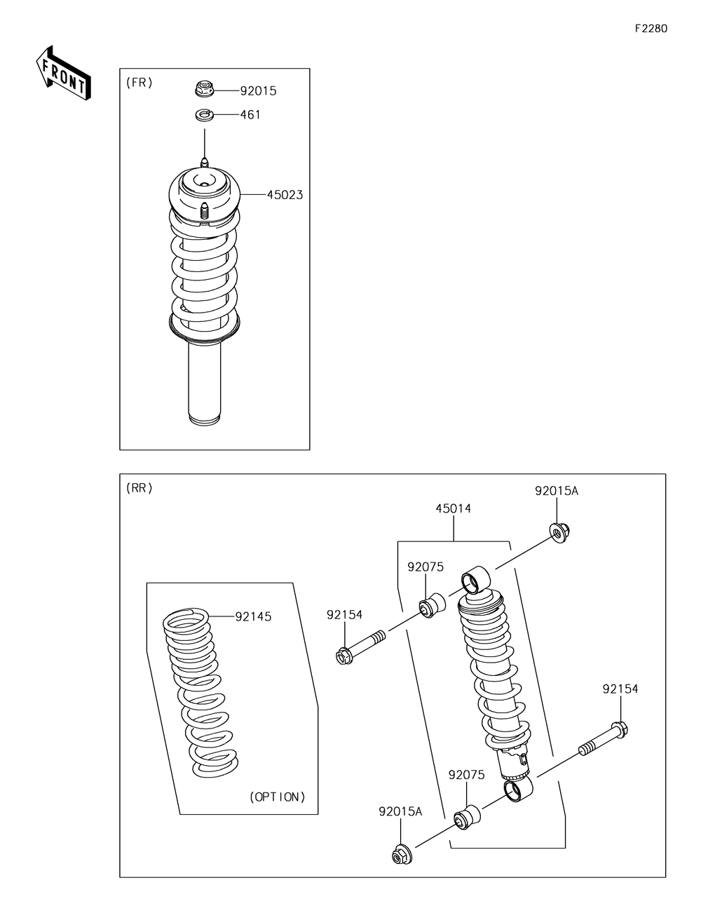 Shock Absorber Diagram and Parts List for KAF400JKF 2019 Kawasaki Lawn Tractor Accessories
