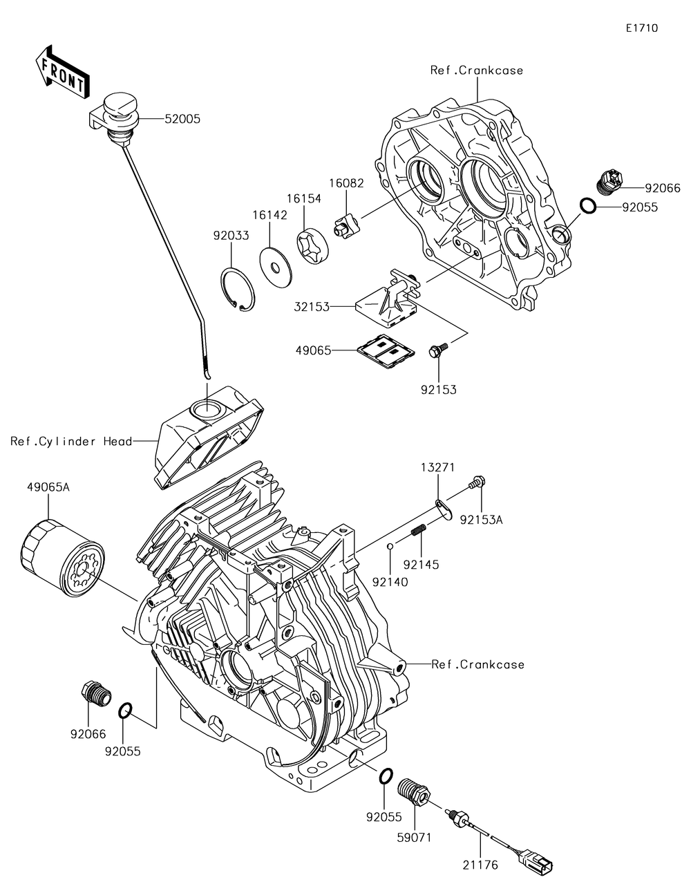 Oil Pump/Oil Filter Diagram and Parts List for KAF400KJF 2018 Kawasaki Lawn Tractor Accessories