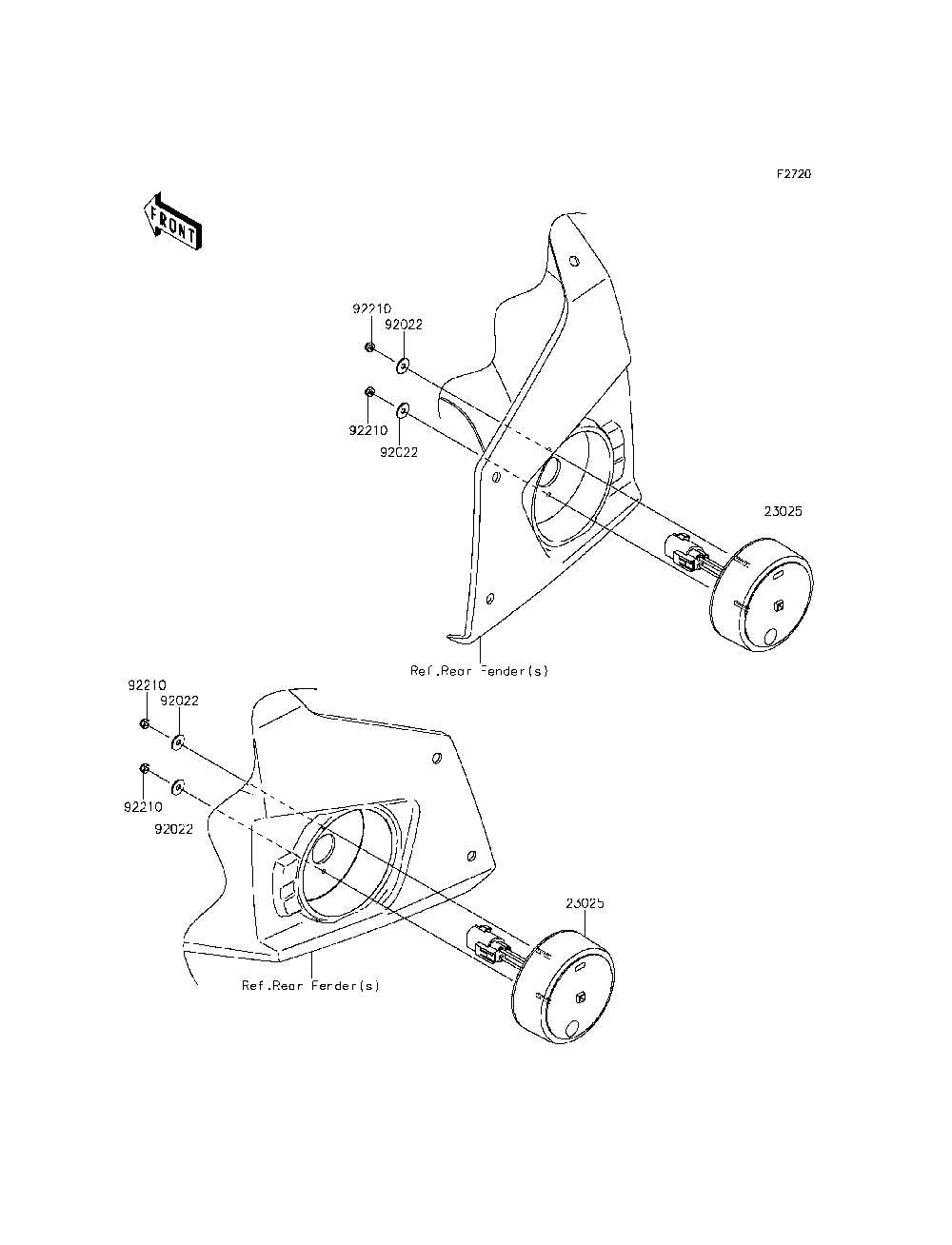 Taillight Diagram and Parts List for KRT800CFF 2015 Kawasaki Lawn Tractor Accessories