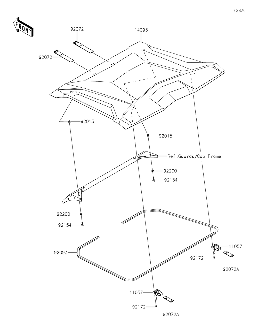Sun Top Diagram and Parts List for KRF1000DMFNN 2021 Kawasaki Lawn Tractor Accessories