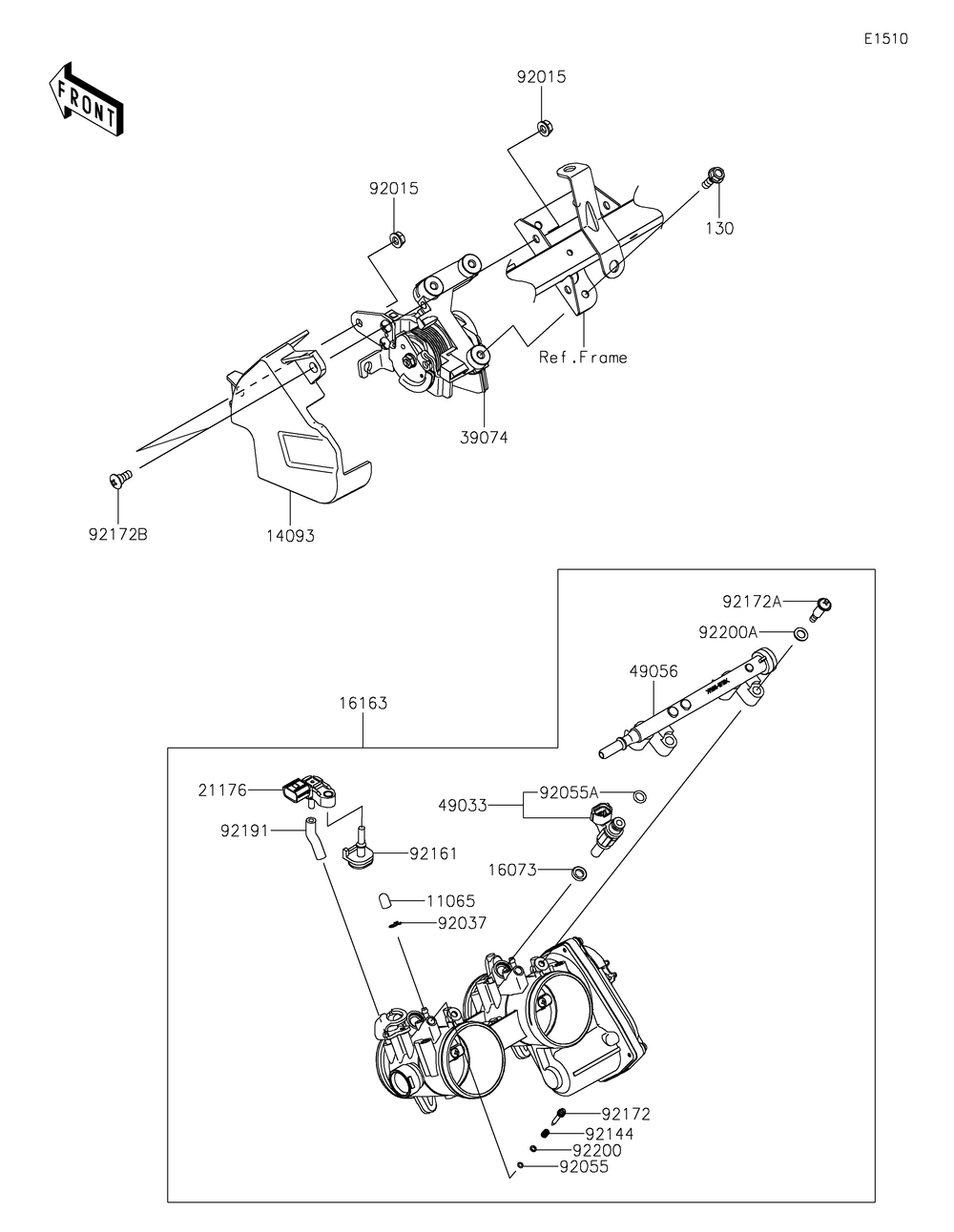 Throttle Diagram and Parts List for KRF1000DMFNN 2021 Kawasaki Lawn Tractor Accessories