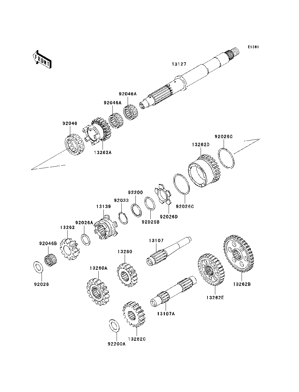 Transmission Diagram and Parts List for KRF750TAF 2010 Kawasaki Lawn Tractor Accessories