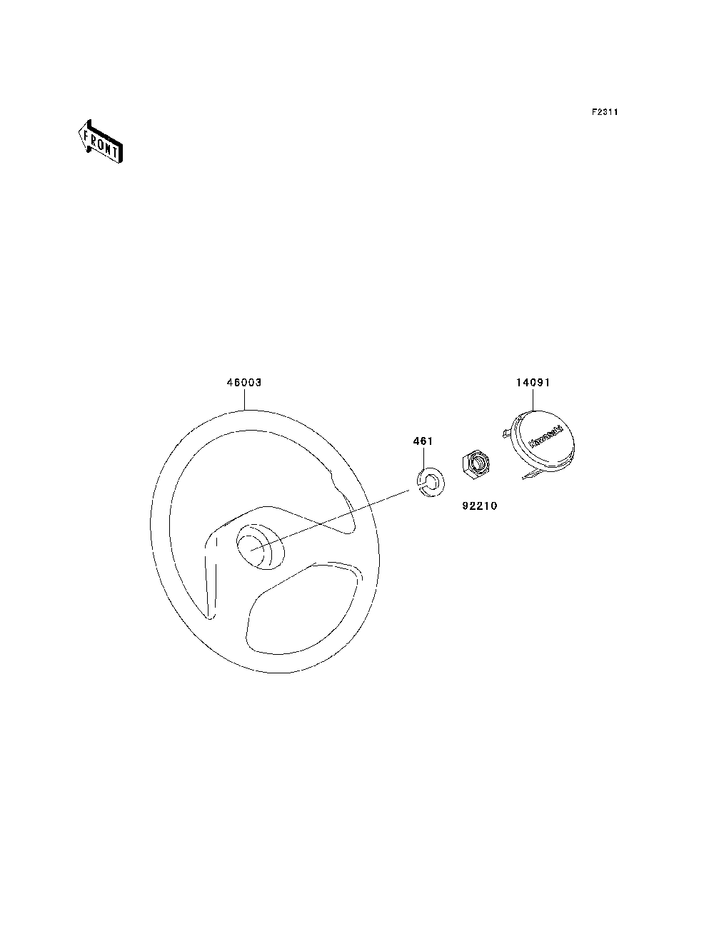 Steering Wheel Diagram and Parts List for KAF620E7F 2007 & Prior Kawasaki Lawn Tractor Accessories