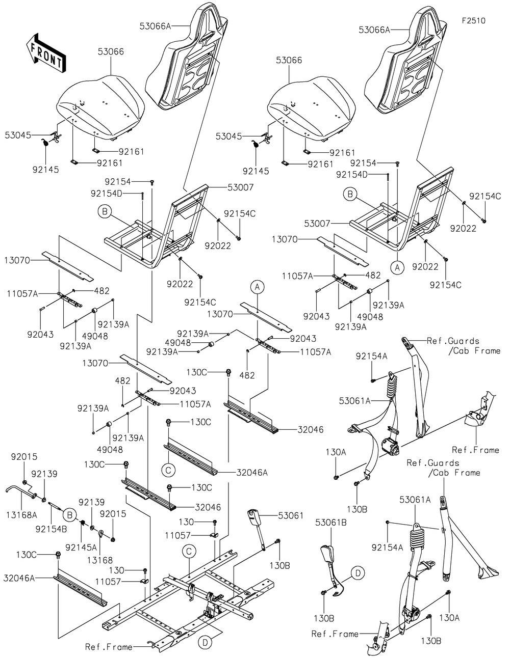 Seat Diagram and Parts List for KRF1000DMFNN 2021 Kawasaki Lawn Tractor Accessories