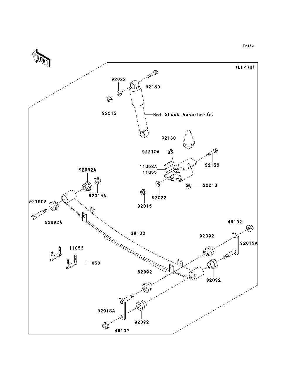 Rear Suspension Diagram and Parts List for KAF620H7F 2007 & Prior Kawasaki Lawn Tractor Accessories