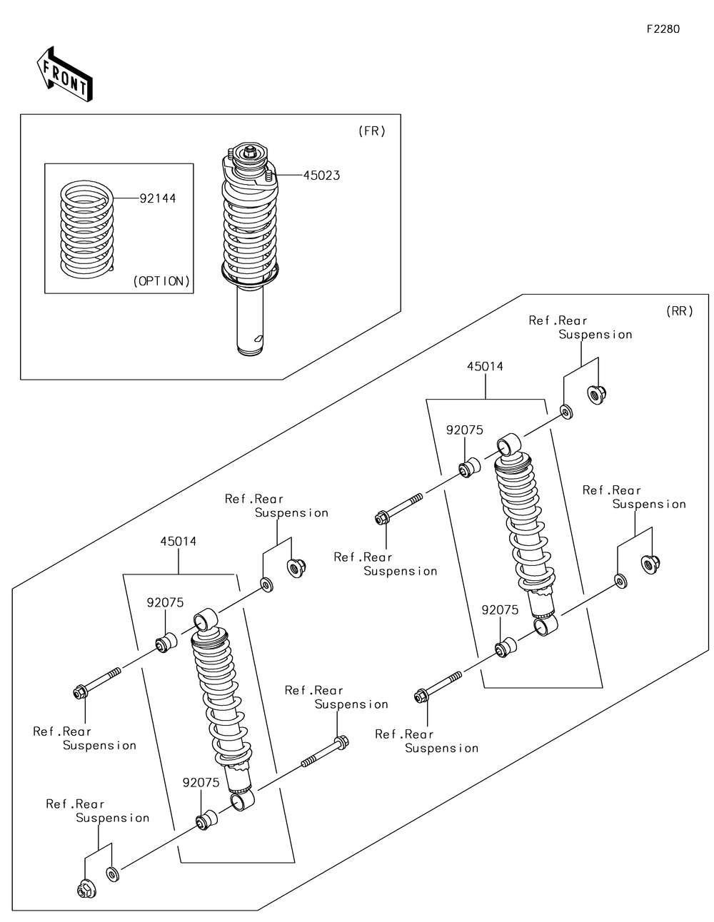 Shock Absorber Diagram and Parts List for KAF620RHF 2017 Kawasaki Lawn Tractor Accessories