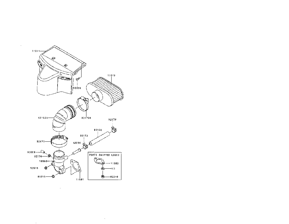 Air-filter/muffler Diagram and Parts List for FR651V-AS08  Kawasaki Engine