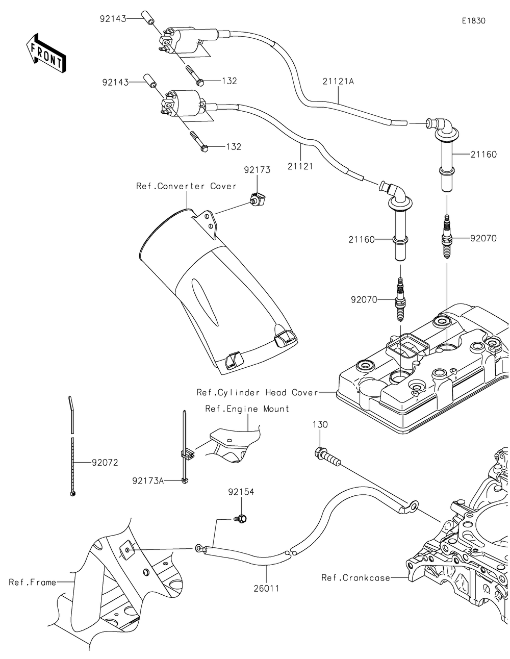 Ignition System Diagram and Parts List for KRF1000ALF 2020 Kawasaki Lawn Tractor Accessories