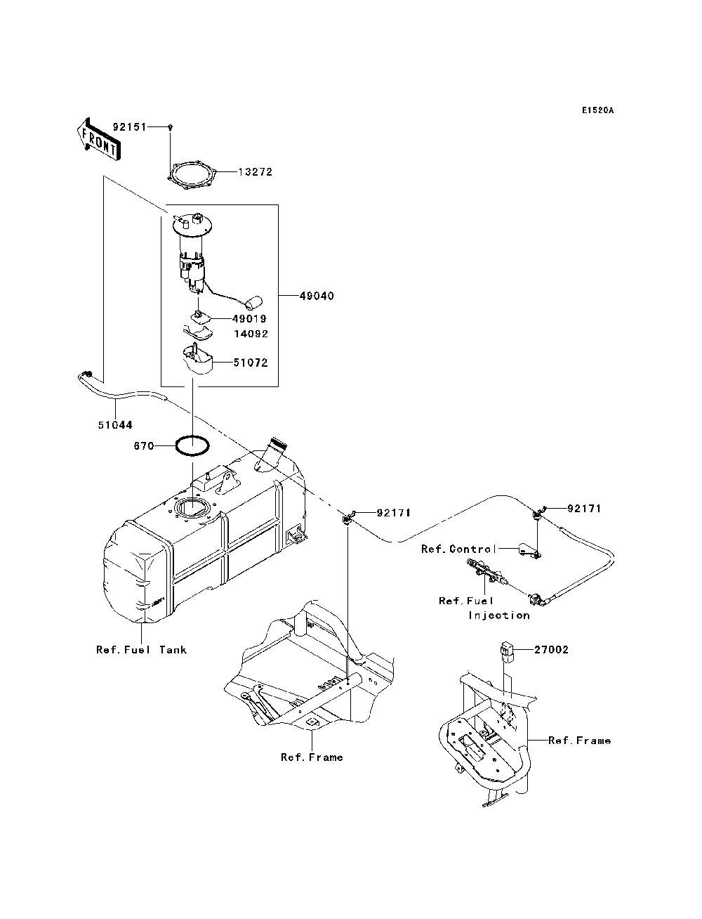 Fuel Pump Diagram and Parts List for KAF620PDF 2013 Kawasaki Lawn Tractor Accessories