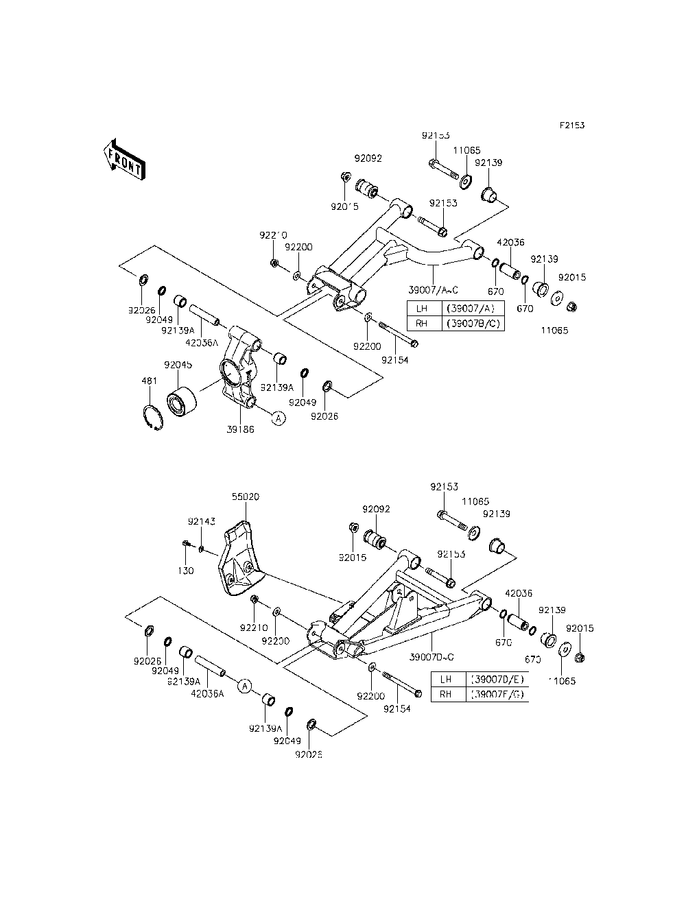 Rear Suspension Diagram and Parts List for KRT800CFF 2015 Kawasaki Lawn Tractor Accessories