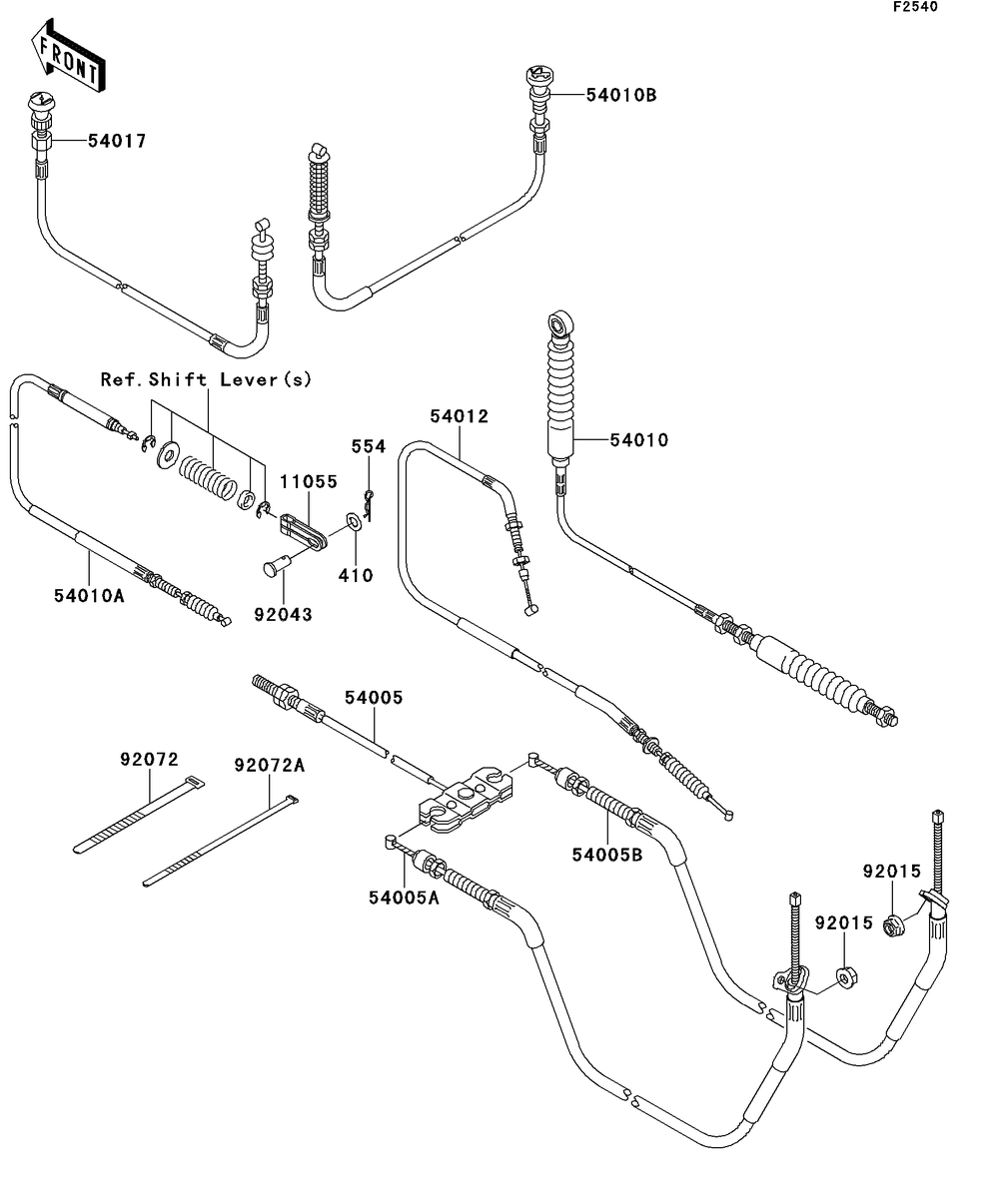 Cables Diagram and Parts List for KAF400BEF 2014 Kawasaki Lawn Tractor Accessories