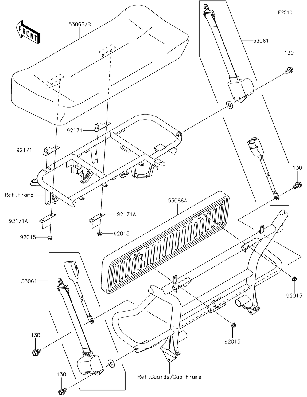 Seat Diagram and Parts List for KAF400KJF 2018 Kawasaki Lawn Tractor Accessories