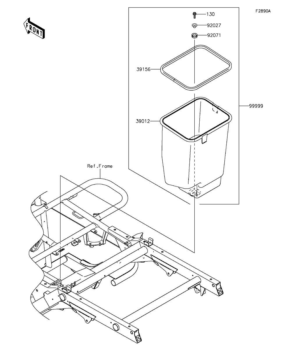 Optional Parts(Frame) Diagram and Parts List for KAF400AGF 2016 Kawasaki Lawn Tractor Accessories