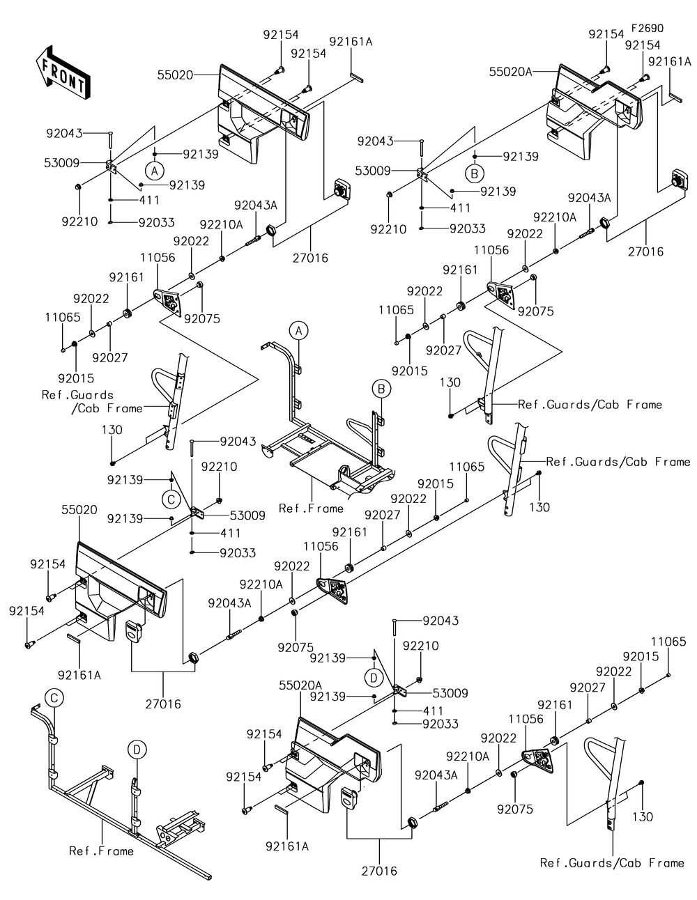 Door Diagram and Parts List for KAF1000HJF 2018 Kawasaki Lawn Tractor Accessories