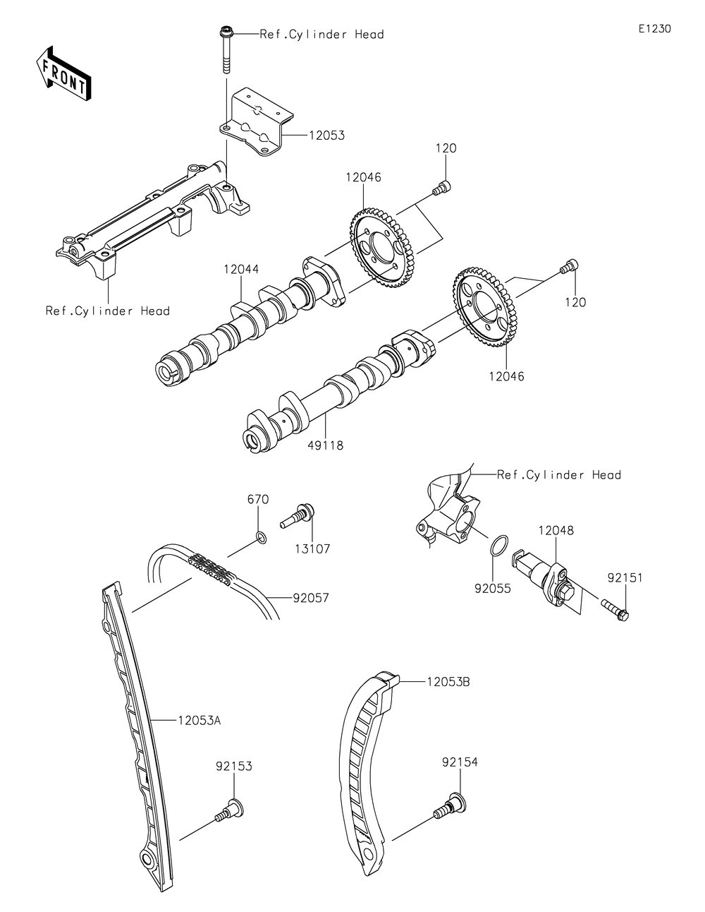 Camshaft Diagram and Parts List for KRF1000CPFNN 2023 Kawasaki Lawn Tractor Accessories