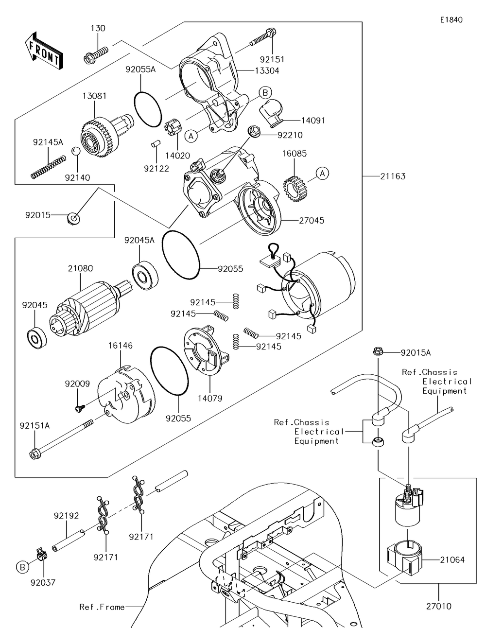 Starter Motor Diagram and Parts List for KAF620PGF 2016 Kawasaki Lawn Tractor Accessories