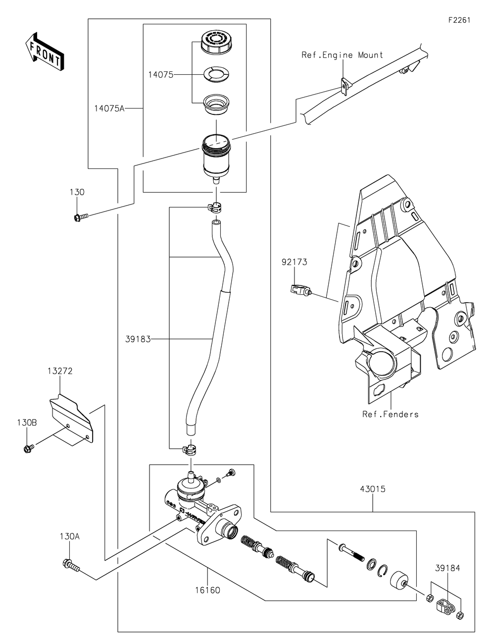 Master Cylinder Diagram and Parts List for KRF1000DMFNN 2021 Kawasaki Lawn Tractor Accessories