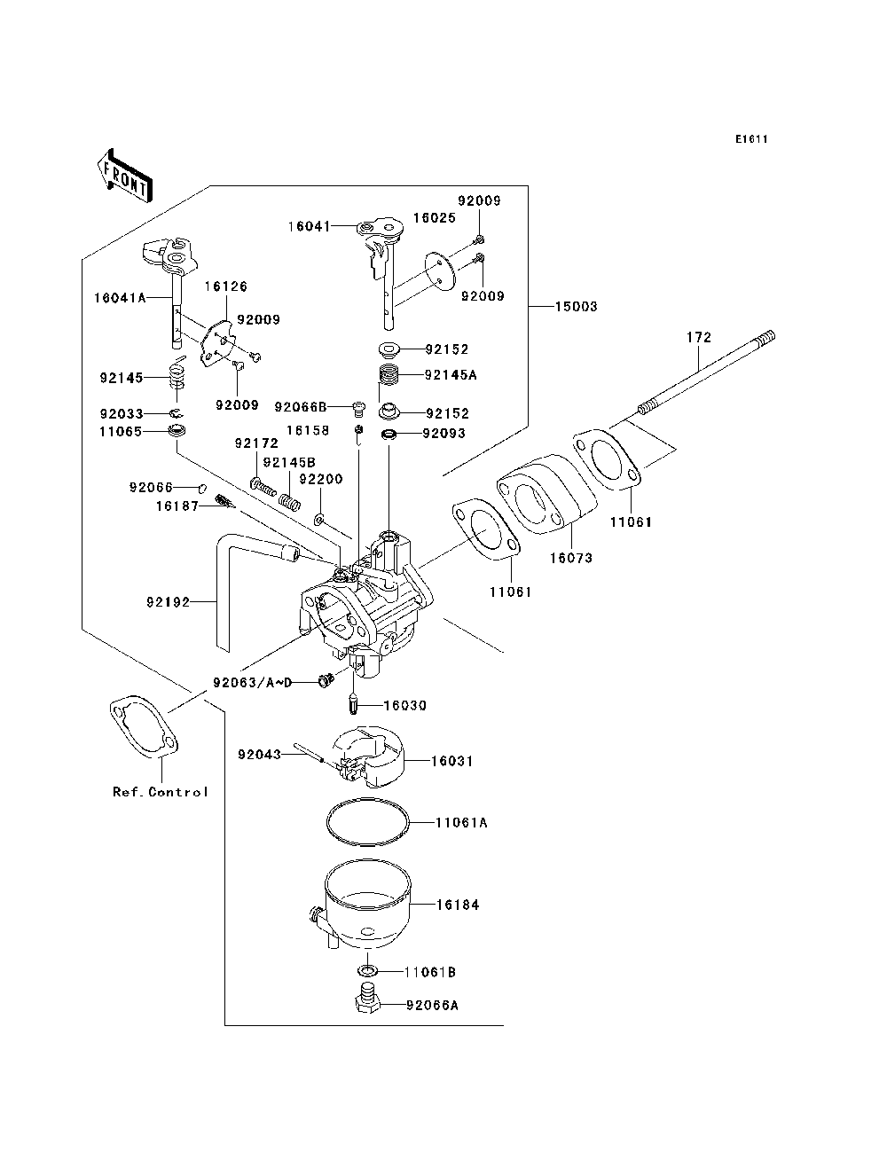 Carburetor Diagram and Parts List for KAF400B7F 2007 & Prior Kawasaki Lawn Tractor Accessories