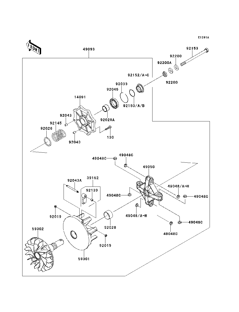 Drive Converter 2 Diagram and Parts List for KRF750RCS 2012 Kawasaki Lawn Tractor Accessories