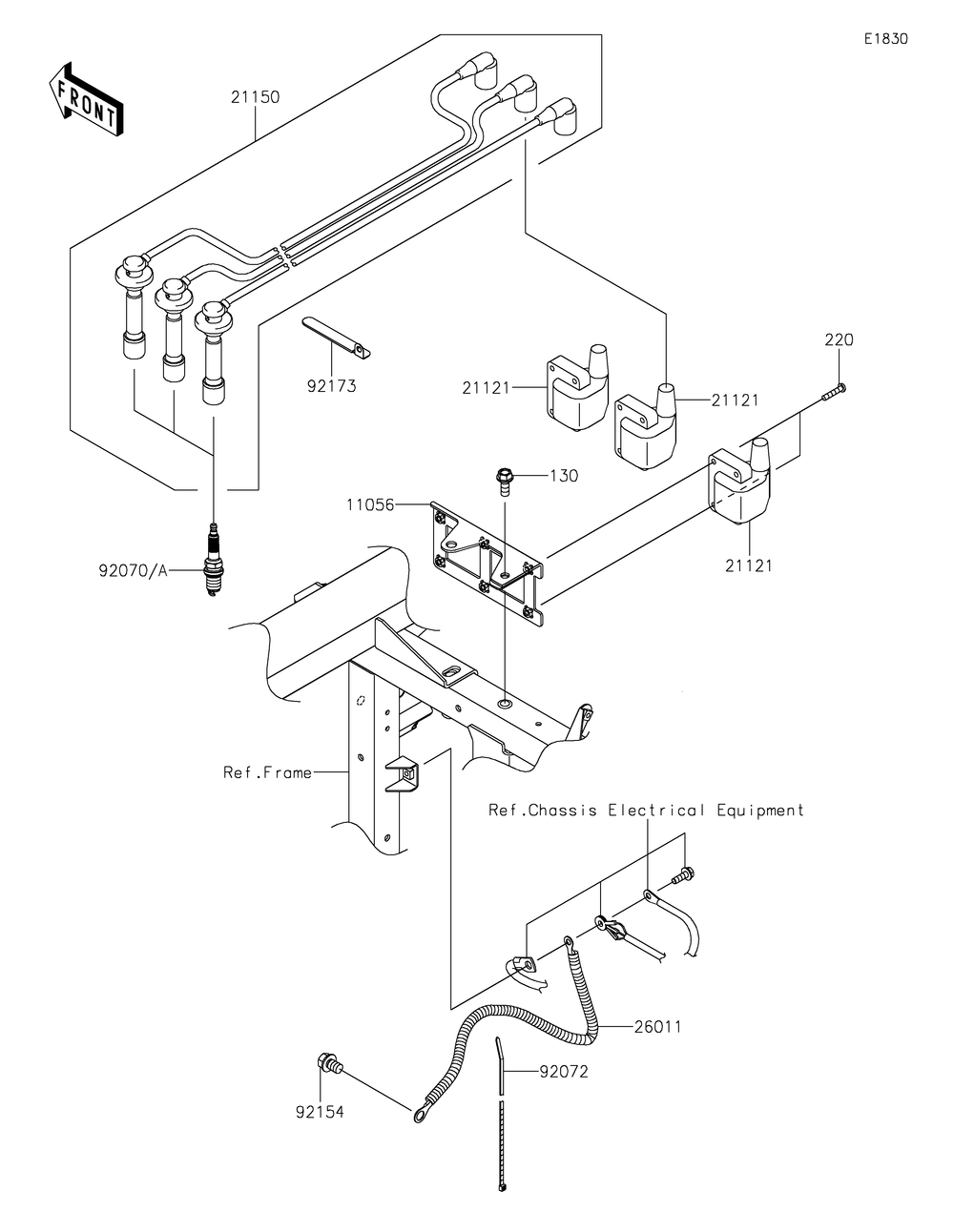 Ignition System Diagram and Parts List for KAF820FNFNN 2022 Kawasaki Lawn Tractor Accessories