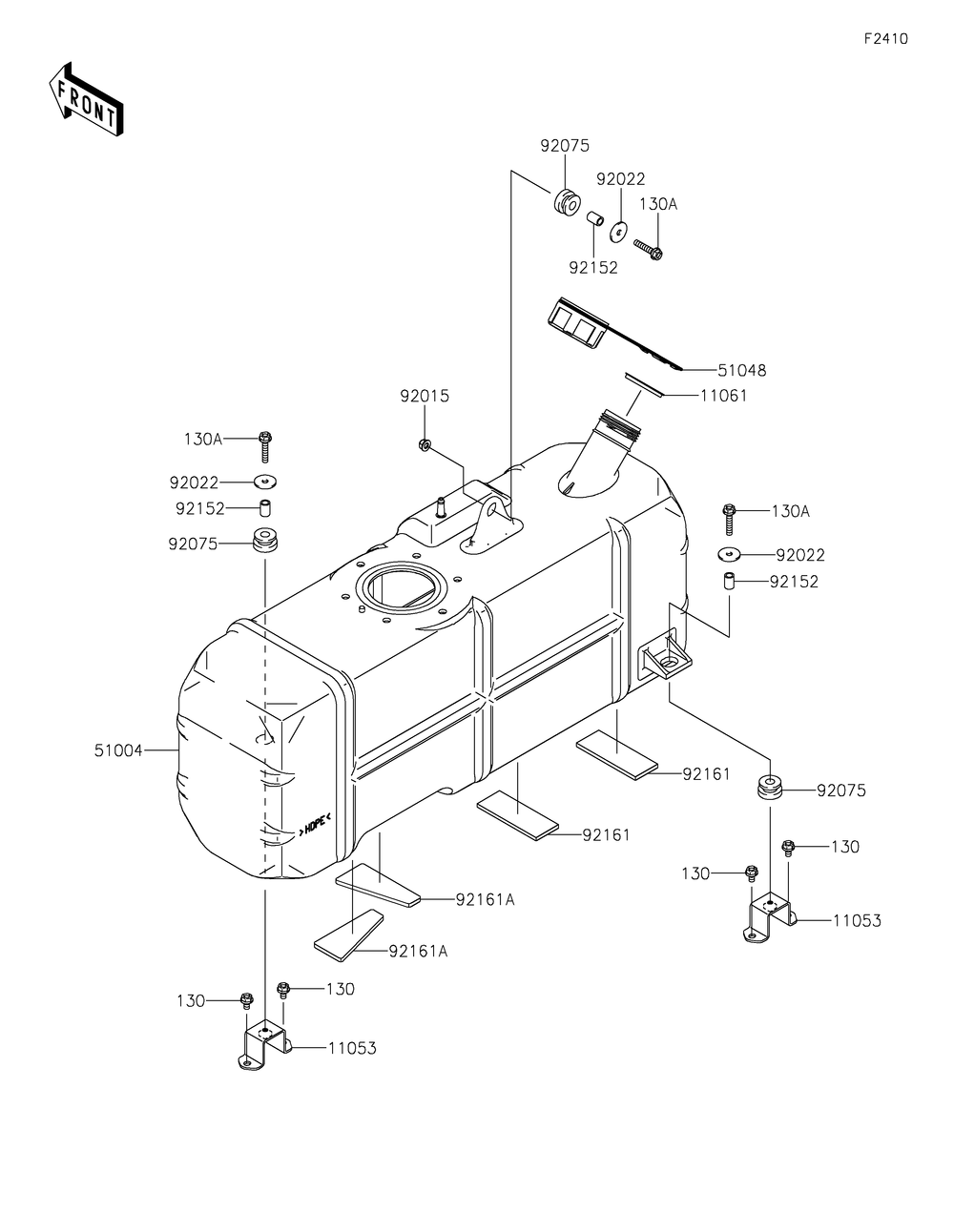 Fuel Tank Diagram and Parts List for KAF620SMFNN 2021 Kawasaki Lawn Tractor Accessories