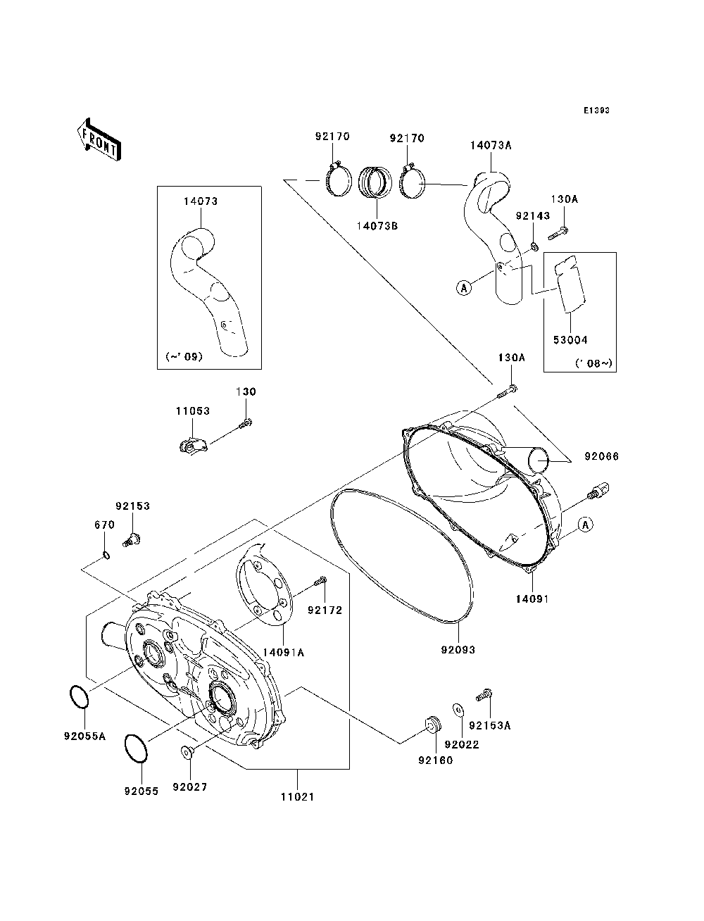 Converter Cover Diagram and Parts List for KAF400B7F 2007 & Prior Kawasaki Lawn Tractor Accessories