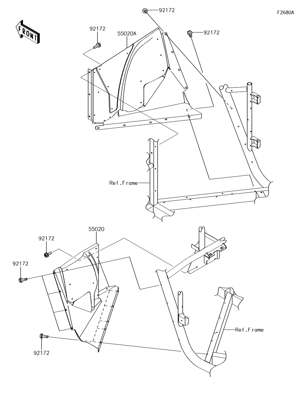 Guard Diagram and Parts List for KRF800GJF 2018 Kawasaki Lawn Tractor Accessories