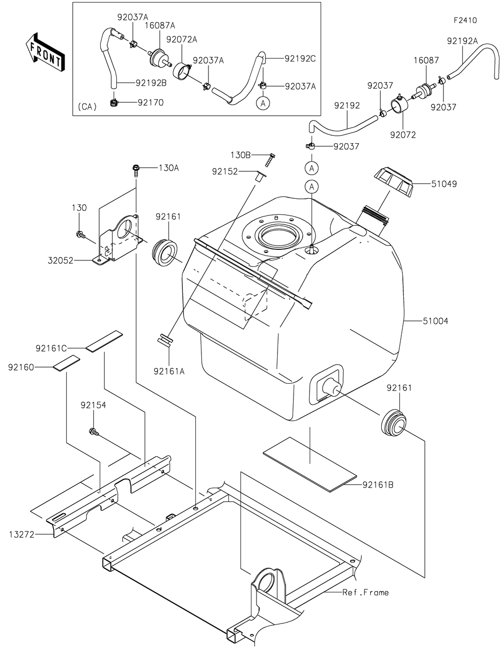 Fuel Tank Diagram and Parts List for KAF820BMFNL 2021 Kawasaki Lawn Tractor Accessories