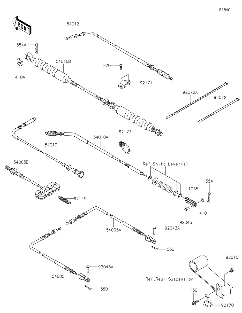 Cables Diagram and Parts List for KAF620PKF 2019 Kawasaki Lawn Tractor Accessories